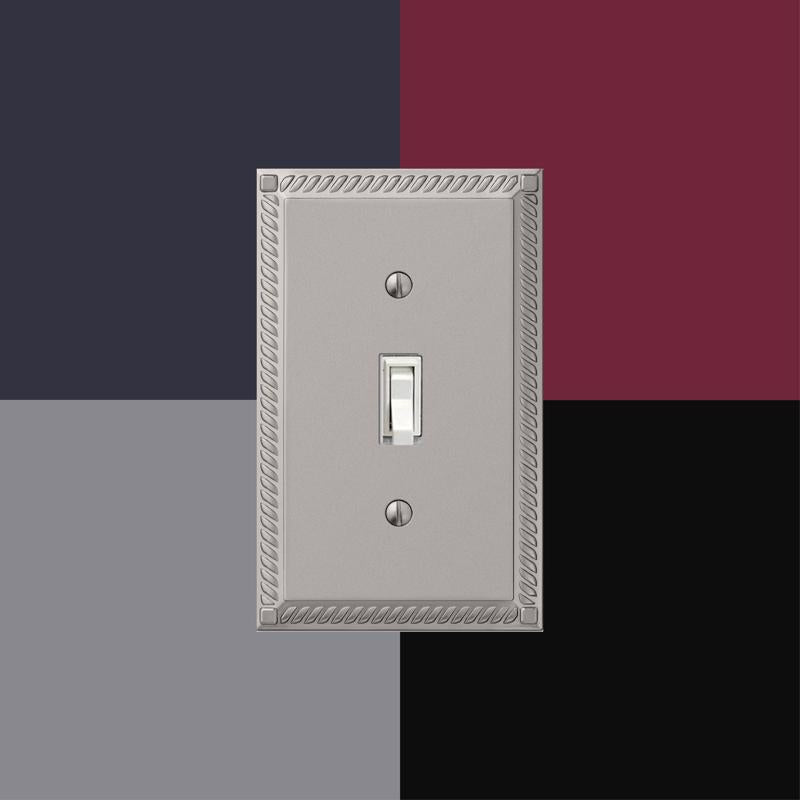 Amerelle Georgian Satin Nickel 1 gang Die-Cast Metal Duplex Wall Plate 1 pk