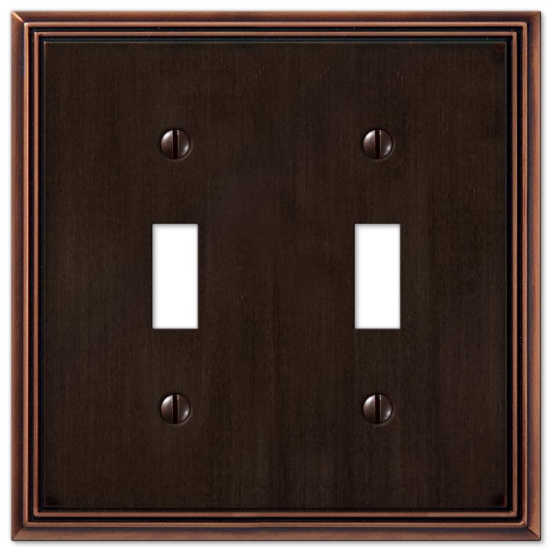 Amerelle Metro Aged Bronze 2 gang Die-Cast Metal Toggle Wall Plate 1 pk