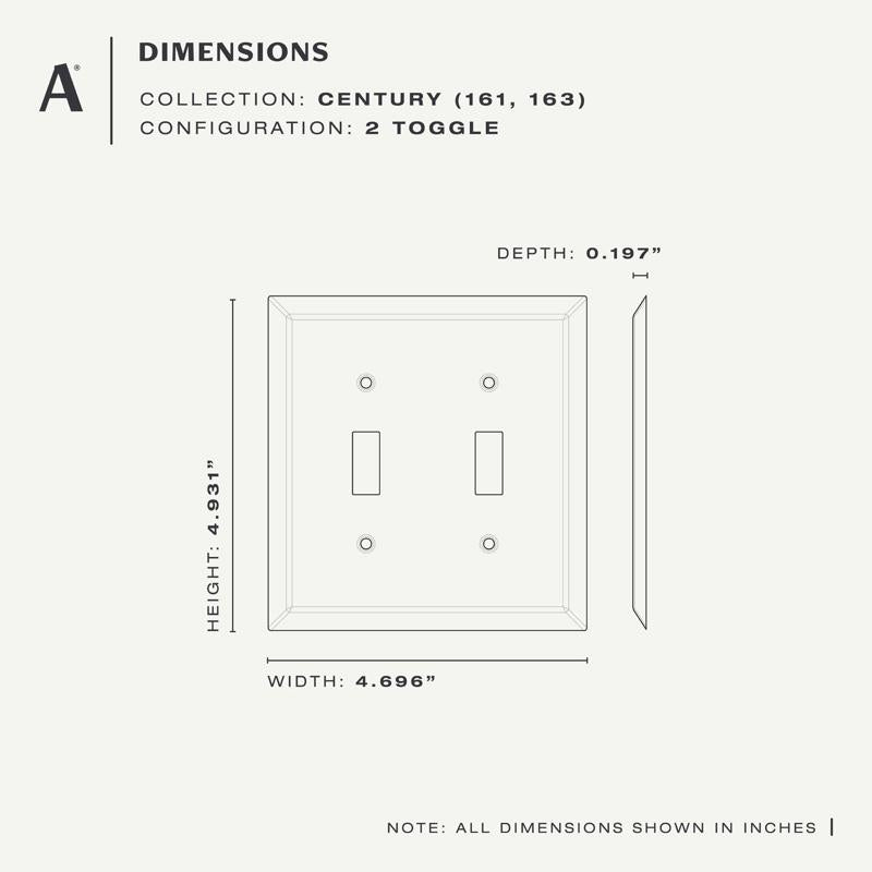 Amerelle Century Antique Copper 2 gang Stamped Steel Toggle Wall Plate 1 pk