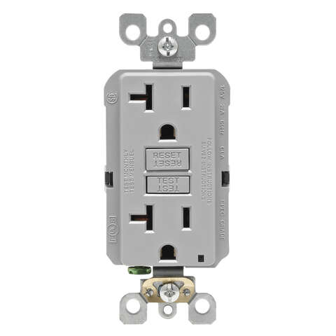 Leviton 20 amps 125 V Gray GFCI Outlet 5-20R 1 pk