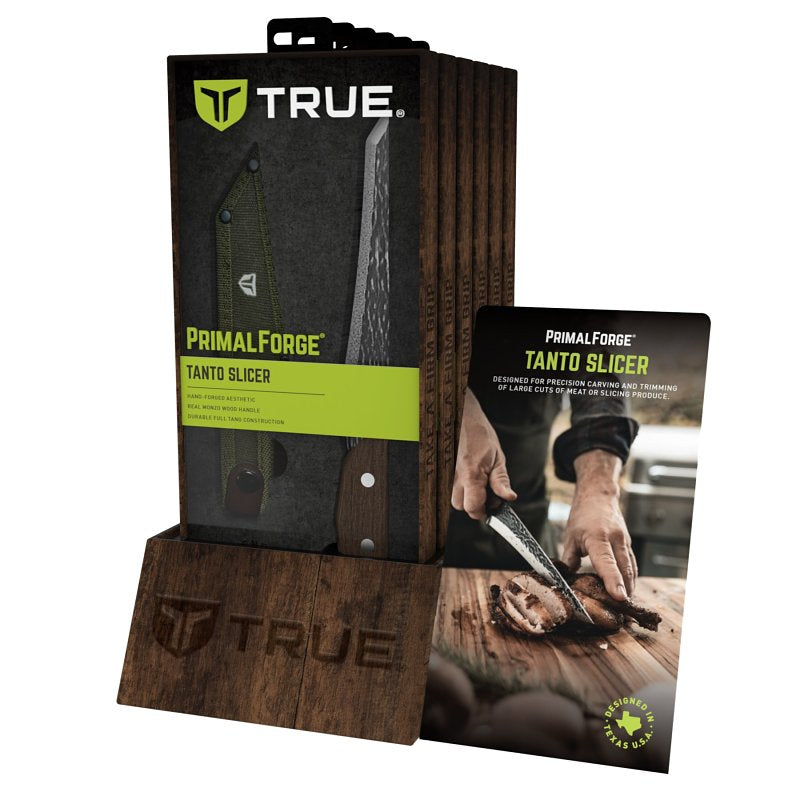 True PrimalForge Series TRU-FXK-1017 Slicer Knife, 7-1/4 in L Blade, Stainless Steel Blade, Wood Handle, Brown Handle