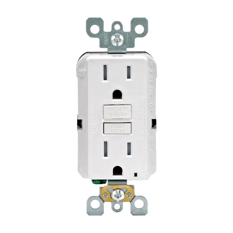 Leviton SmartlockPro 15 amps 125 V Duplex White GFCI Outlet 5-15R 1 pk