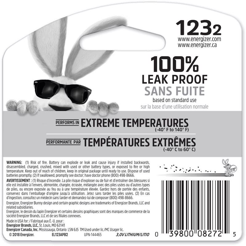 Energizer Lithium 123 3 V 1.5 mAh Camera Battery 2 pk