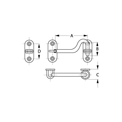 Door Hook SS 4″ w/2 Staples