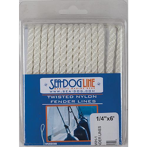 Sea Dog 301106008WH1 Premium Twisted Three-Strand Nylon Fender Line, 2/pk