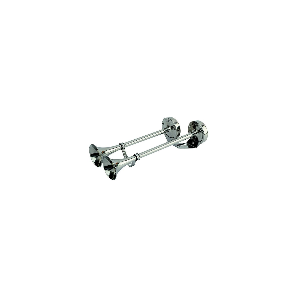 SeaDog 431520 Maxblast 10 Amp 123 DB 12V Dual 18-1/4″ Trumpet Horn - Stainless & Molded Motor Housing