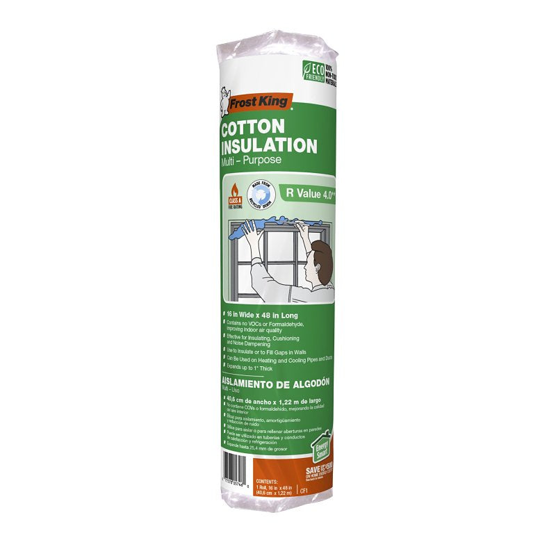 Frost King CF1 Insulation, 48 in L, 16 in W, 1 in Thick, Denim