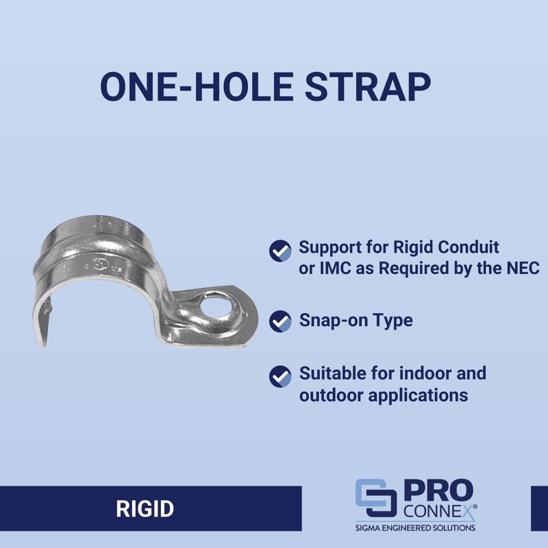 Sigma Engineered Solutions ProConnex 3/4 in. D Zinc-Plated Steel 1 Hole Strap 25 pk