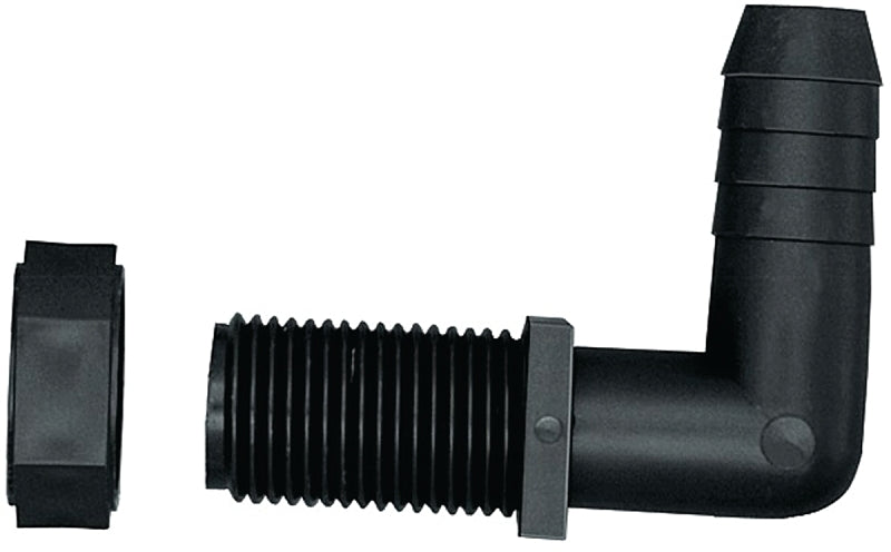 Green Leaf NTL 12 P 2PK Hose Elbow, 1/2 x 11/16 in, Barb x Male Union, Polypropylene
