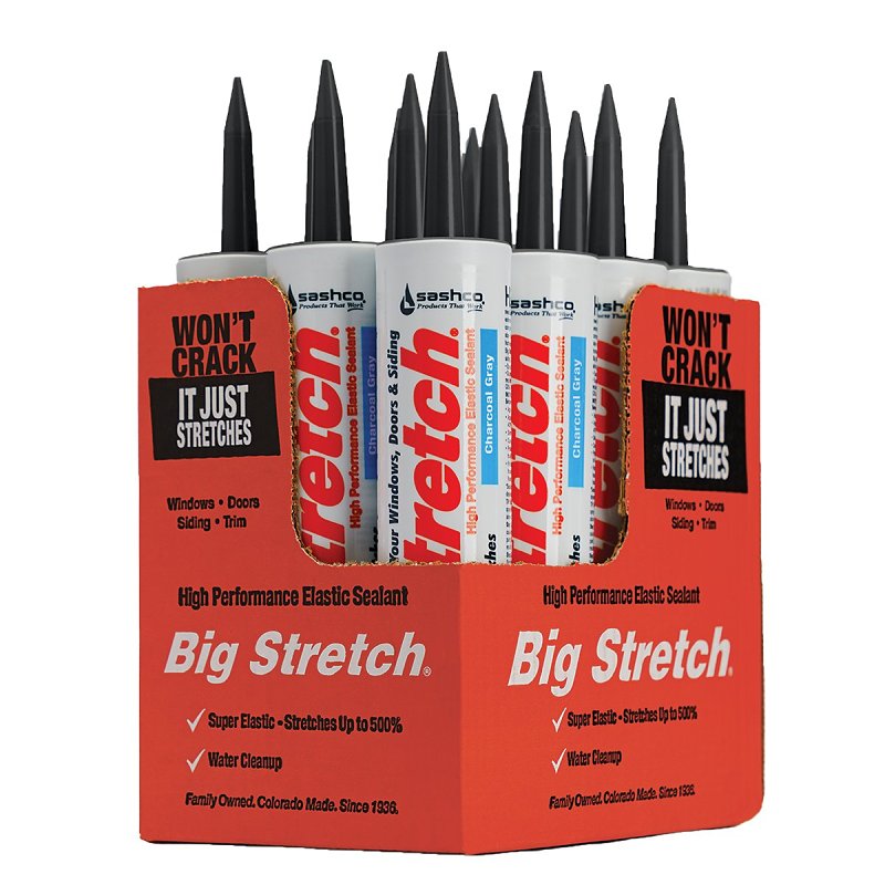 Big Stretch 10084 Elastomeric Sealant, Charcoal Gray, 4 to 5 days Curing, 40 to 120 deg F, 10.5 oz, Pack of 12
