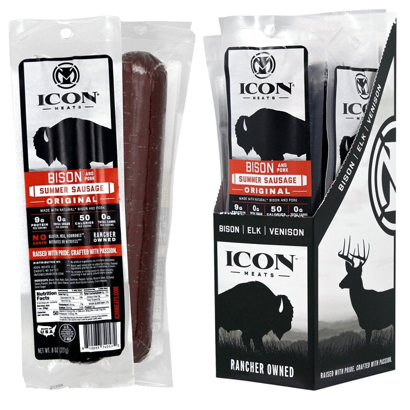 Icon Meats 74057 Summer Sausage, Original, 8 oz Pack, Pack of 4