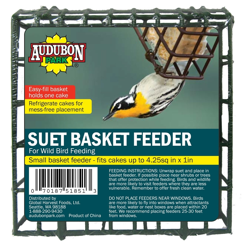 Audubon Park 12331 Suet Basket, Grid, 4 oz, Metal, Green, 5-3/4 in H
