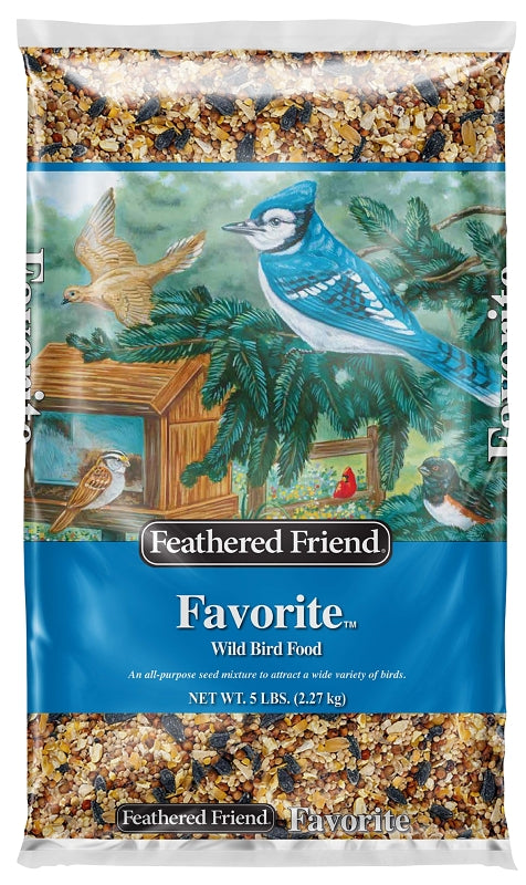 Feathered Friend Favorite 14388 Sunflower Seed Wild Bird Food, 5 lb, All-Purpose, Blended, Seed, Bag