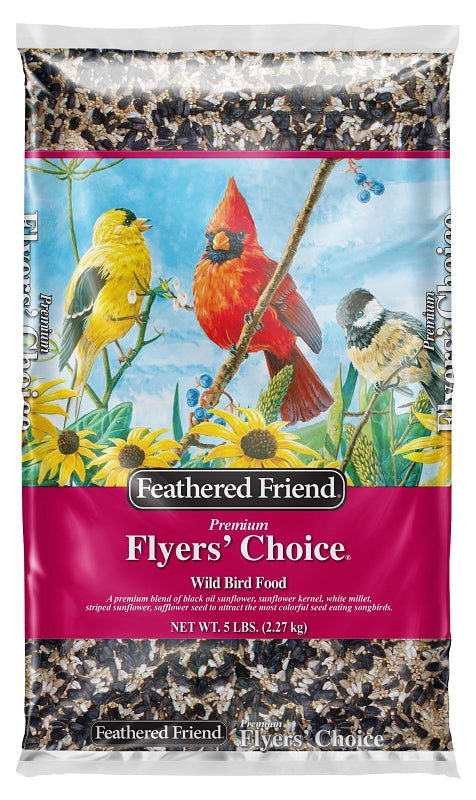 Feathered Friend Flyers' Choice 14398 Safflower Seed Wild Bird Food, 5 lb, Premium, Blended, Bag