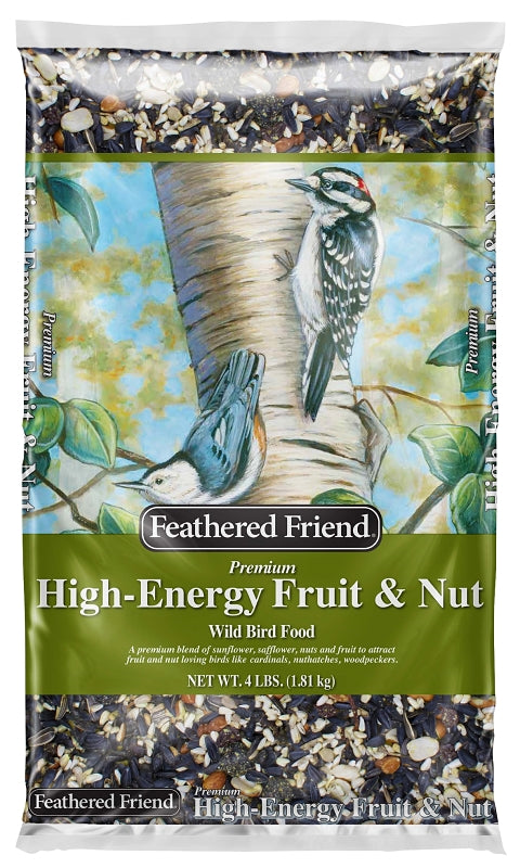 Feathered Friend 14392 Safflower Seed Fruit and Nut Wild Bird Food, 4 lb, Premium, Blended, Bag