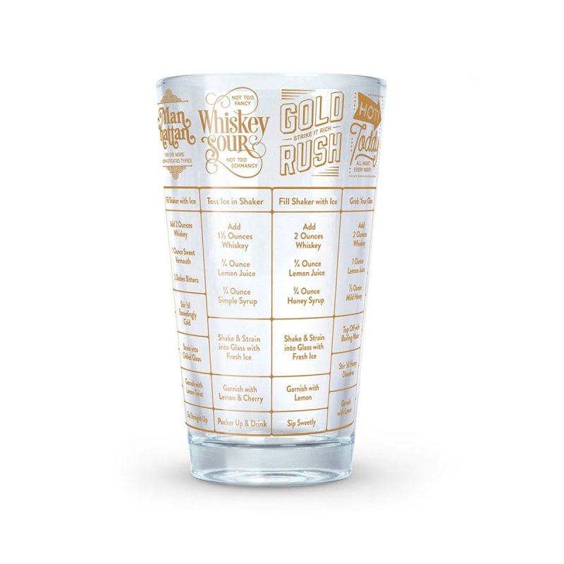 Fred & FRIENDS GOOD MEASURE 5192625 Whiskey Recipe Glass, 16 oz Capacity, Glass, Pack of 4