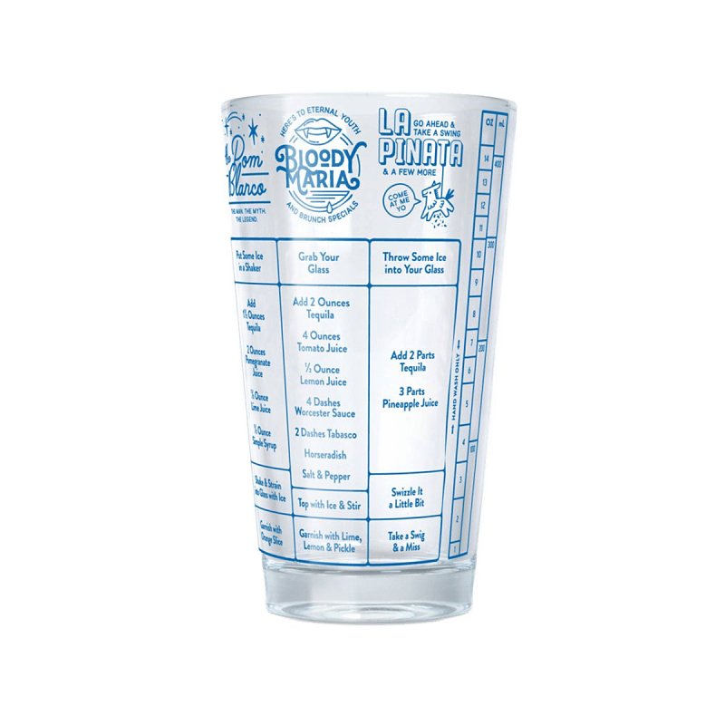 Fred & FRIENDS 5192624 Tequila Cocktail Recipe Glass, 16 oz Capacity, Glass, Pack of 4