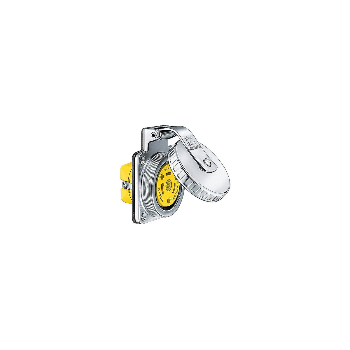 Hubbell HBL303SSO Watertight Stainless Steel 30A 125V Shore Power Outlet - Hardware Included