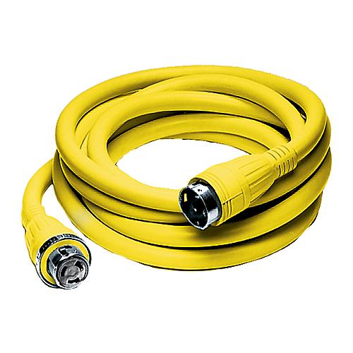 Hubbell HBL61CM42 Yellow 50A 125/250V Vinyl Jacketed Pre Wired 25' Shore Power Cable Set