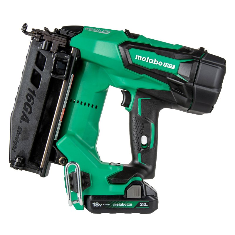 Metabo HPT NT1865DMSTM Cordless Nailer Kit, Battery Included, 18 V, 2 Ah, 100 Magazine, 0 deg Collation, 16 ga Nail
