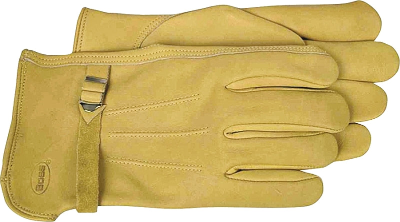 Boss B81202-M Gloves, M, Keystone Thumb, Slip-On Cuff, Cowhide Leather, Natural