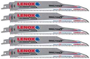 Lenox 1832144 Series Reciprocating Saw Blade, Applicable Materials: Metal, 1 in W, 9 in L, 6 TPI, Carbide Cutting Edge