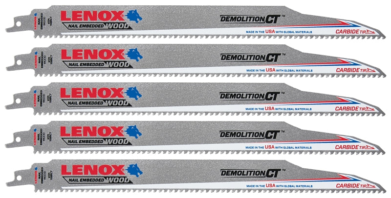 Lenox 1832147 Reciprocating Saw Blade, 1 in W, 12 in L, 6 TPI, Carbide Cutting Edge