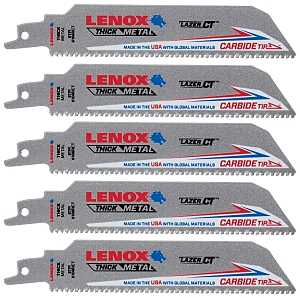 Lenox 2014223 Series Reciprocating Saw Blade, Applicable Materials: Metal, 1 in W, 6 in L, 8 TPI, Carbide Cutting Edge