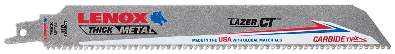 Lenox LAZER CT 2014224 Reciprocating Saw Blade, 1 in W, 9 in L, 8 TPI, Carbide Cutting Edge
