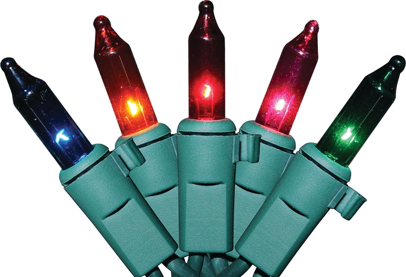 Sylvania V4001-49 Mini Light Set, Christmas, 120 V, 40.8 W, 100-Lamp, Incandescent, Blue/Green/Pink/Red/Yellow