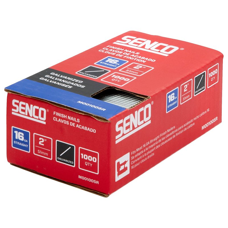 Senco M001005R Finish Nail Strip, 2 in L, 16 ga, Galvanized/Plain, T-Head Head