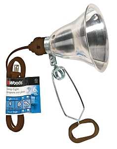 CCI 0160 Clamp Light, 5-1/2 in Dia Dimensions, 60 W, Incandescent Lamp, White, Pack of 12