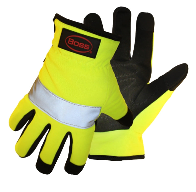 Boss 991X High-Visibility, Reflective Mechanics Gloves, XL, Open Cuff, Synthetic Leather
