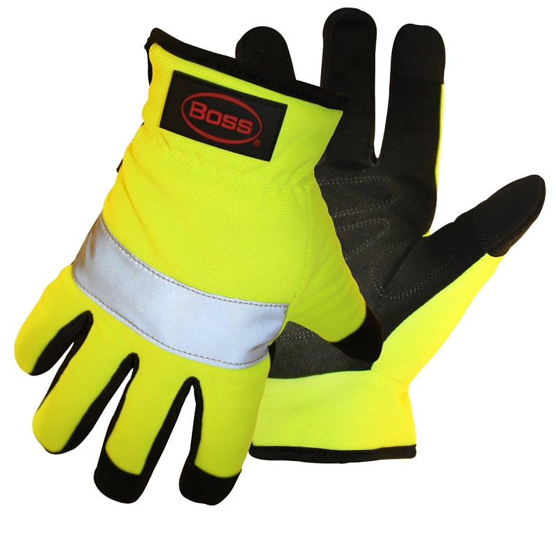 Boss 991M High-Visibility, Reflective Mechanics Gloves, M, Open Cuff, Synthetic Leather