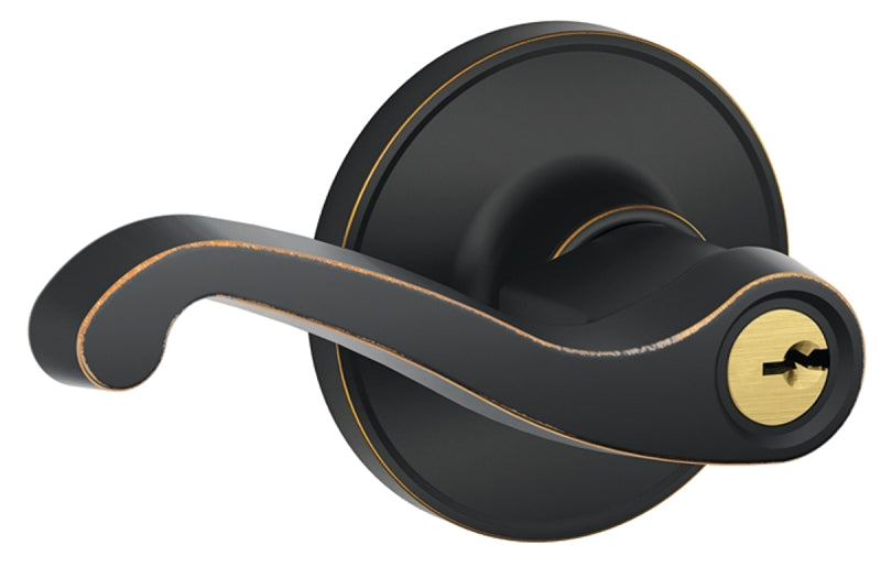 Schlage J Series J54 LAS 716 Entry Lever, Mechanical Lock, Aged Bronze, Metal, Residential, 3 Grade, ADA Compliant