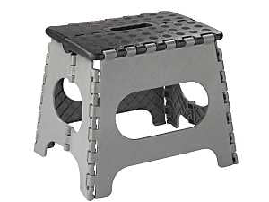 Simple Spaces SD027 Folding Step Stool, 10-5/8 in H, 1-Step, 330, Plastic, Black Gray