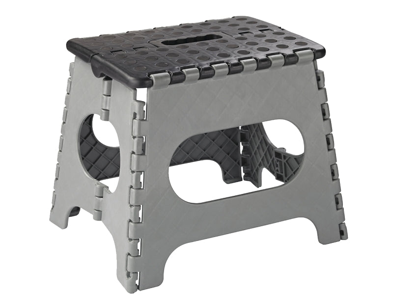 Simple Spaces SD027 Folding Step Stool, 10-5/8 in H, 1-Step, 330, Plastic, Black Gray