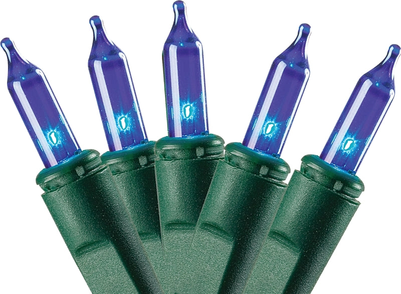 Sylvania V4004-33 Mini Light Set, Christmas, 120 V, 40.8 W, 100-Lamp, Incandescent, Blue, 1000 hr Average Life