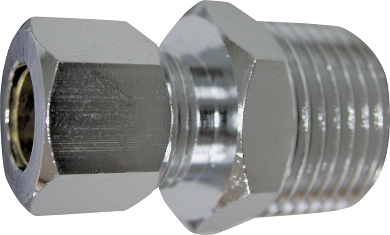 ProSource PMB-260LFB Water Supply Connector, 1/2 x 3/8 in, MIP x Compression, Brass, Chrome