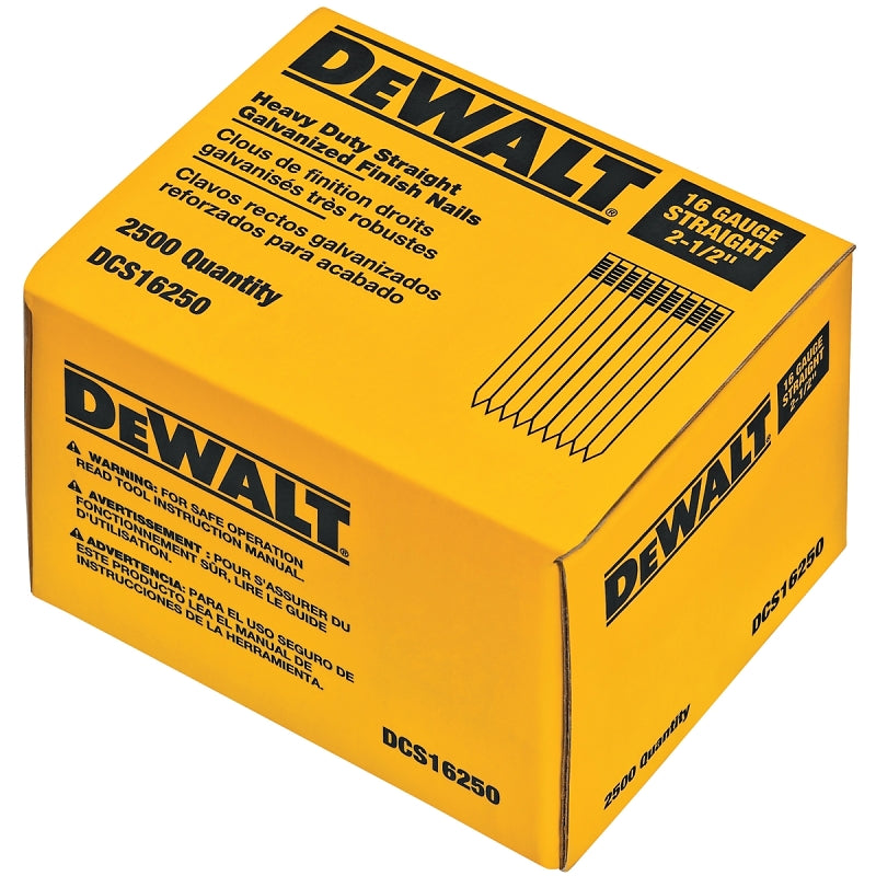 DEWALT DCS16200 Series Finish Nail, Glue Collation, 2 in L, 16 Gauge, Steel, Suitable for: DWFP71917 Pneumatic Nailer