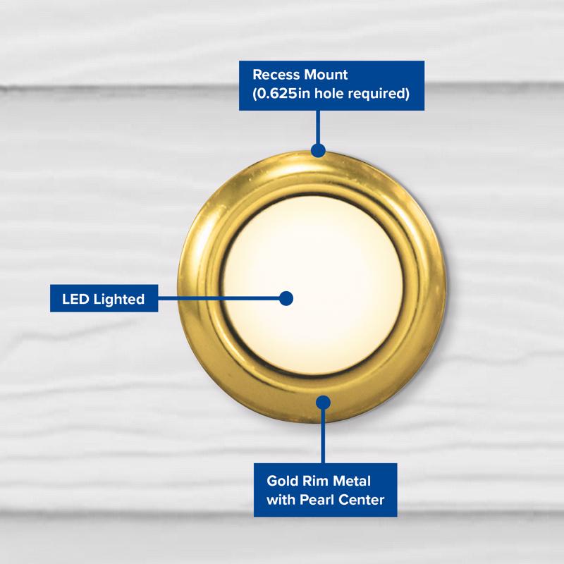 Heath Zenith Polished Brass Gold/White Metal Wired Pushbutton Doorbell