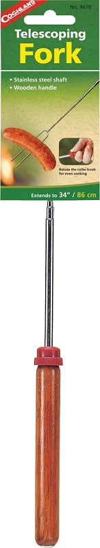 Coghlan's 9670 Telescoping Fork, Stainless Steel/Wood, Chrome-Plated