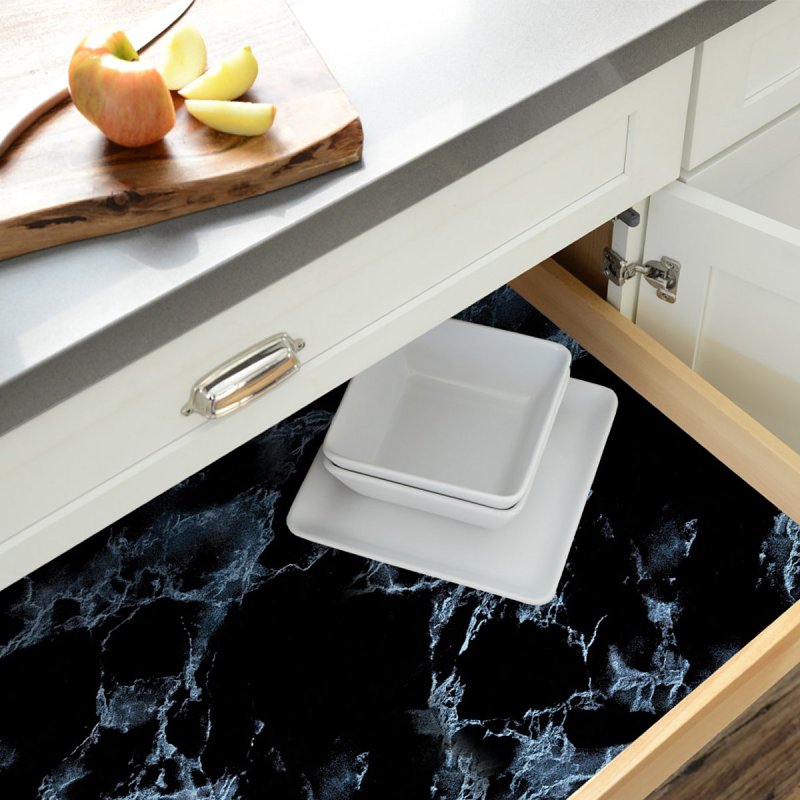 Con-Tact Creative Covering 09F-C9843-12 Shelf and Drawer Liner, 18 in L, 9 ft W, PVC Vinyl, Black