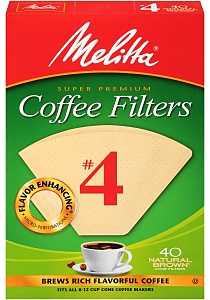Melitta 63100 #4 Coffee Filter, Cone, Paper, Natural Brown