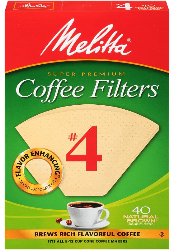 Melitta 63100 #4 Coffee Filter, Cone, Paper, Natural Brown