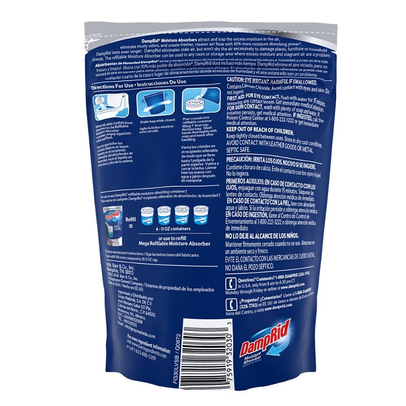 DampRid FG30LVSB Moisture Absorber Refill, 44 oz, Bag, Solid, Lavender Vanilla, Pack of 3