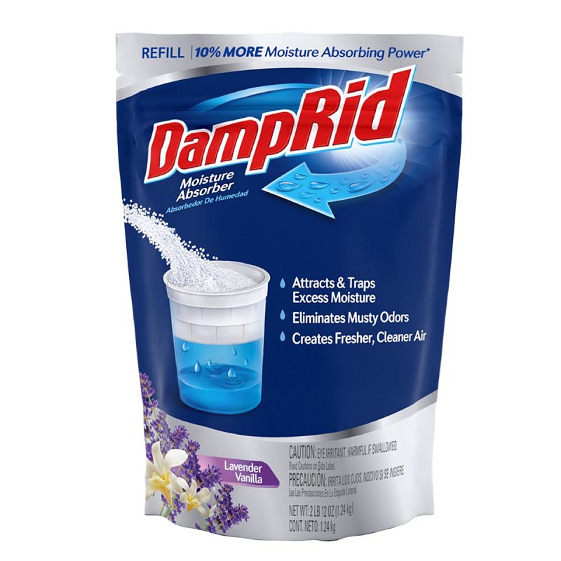 DampRid FG30LVSB Moisture Absorber Refill, 44 oz, Bag, Solid, Lavender Vanilla, Pack of 3