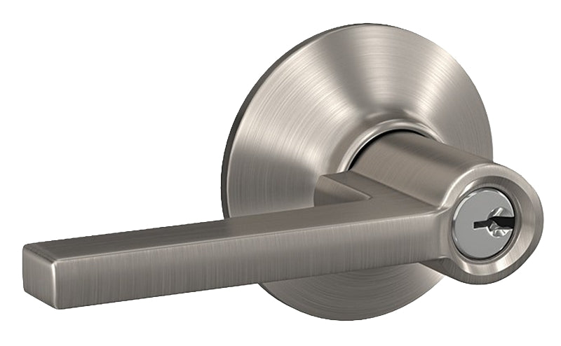 Schlage F Series F51VLAT619 Entry Lever, Mechanical Lock, Satin Nickel, Metal, Residential, 2 Grade, ADA Compliant