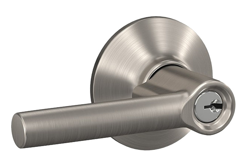 Schlage F Series F51VBRW619 Entry Lever, Mechanical Lock, Satin Nickel, Metal, Residential, 2 Grade, ADA Compliant