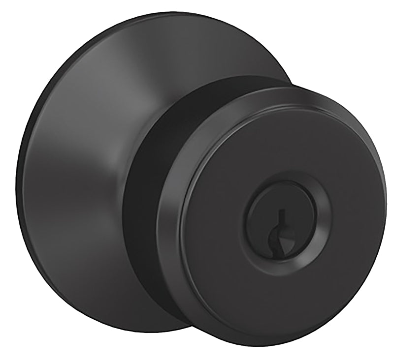 Schlage F Series F51VBWE622 Entry Knob Set, Knob Handle, Matte, Metal, Residential, 2 Grade, Black, ADA Compliant